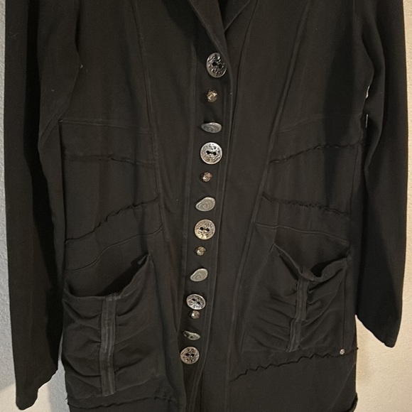 Neon Buddha Longline Soft Blazer with Mismatched Buttons Exposed Hems Lagenlook - Picture 2 of 6